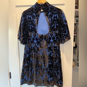 Anthropologie Blue Velvet Dress - Size 14